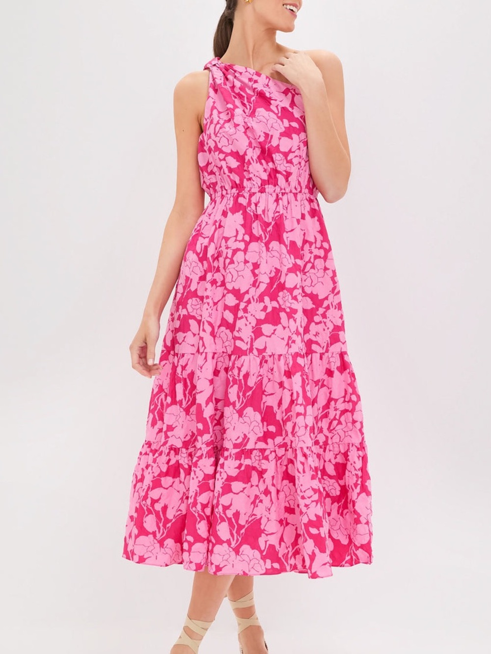 NWT Hyacinth House Pink Textrued Floral Sybil Maxi Dress, Sz Medium, Tuckernuck